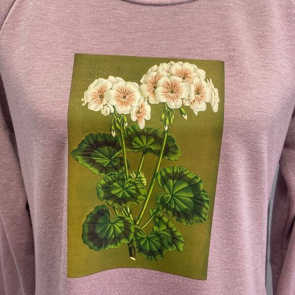 Hand Printed Upcycled Womens Medium Vintage Book Flower Lightweight Sweatshirt - Picture 2 of 5